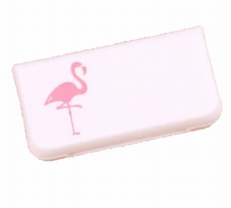 Opbergdoosje ; wit met flamingo afbeelding